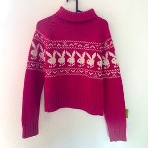 Hot Pink PLAYBOY ski bunny turtle neck sweater